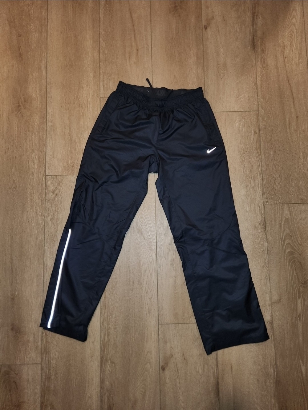 Vintage Y2K Style Nike Black Reflective Wind & Water Resistant Track pants Men M